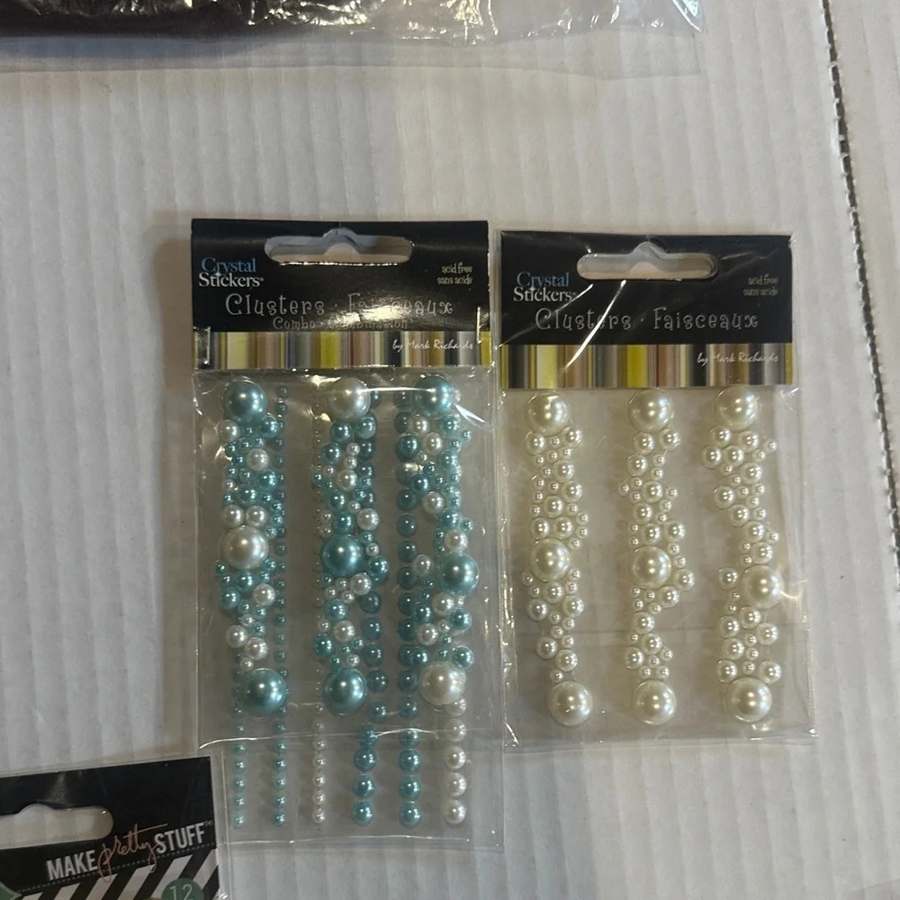 NWT Assorted Home Party craft Supplies Set with tulle ribbon brads stick ons